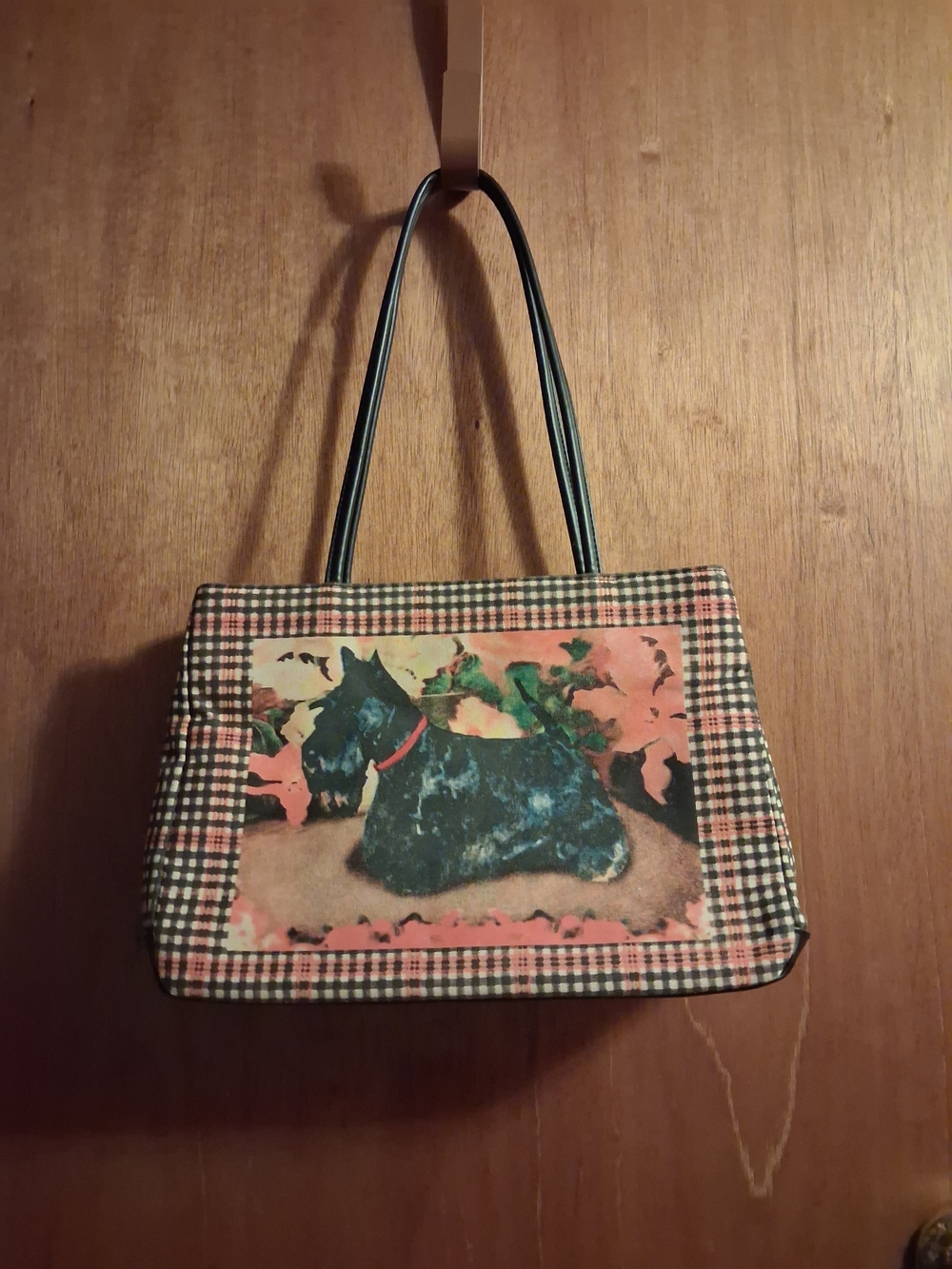 Bueno Vintage Plaid Scottie Shoulder Bag in Black and Orange
